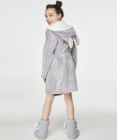 Teens Fleece Bathrobe, Gray