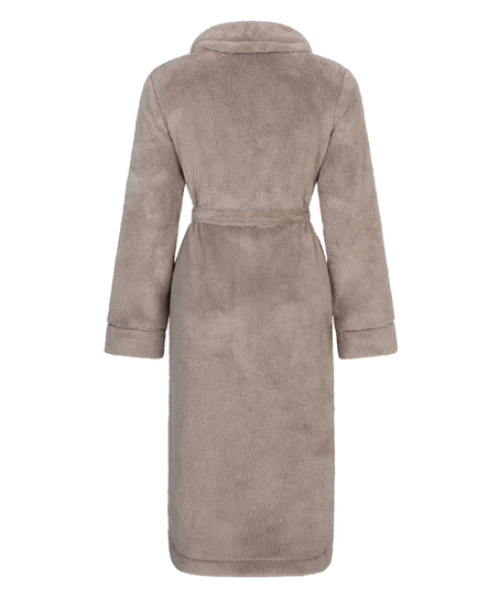 Long Fleece Bathrobe, Beige