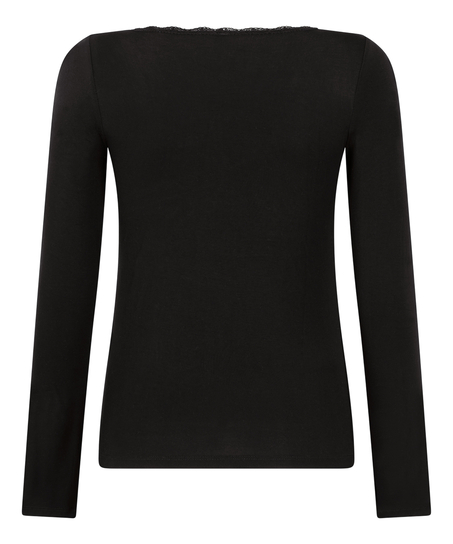 Longsleeved Jersey Pyjama Top, Black