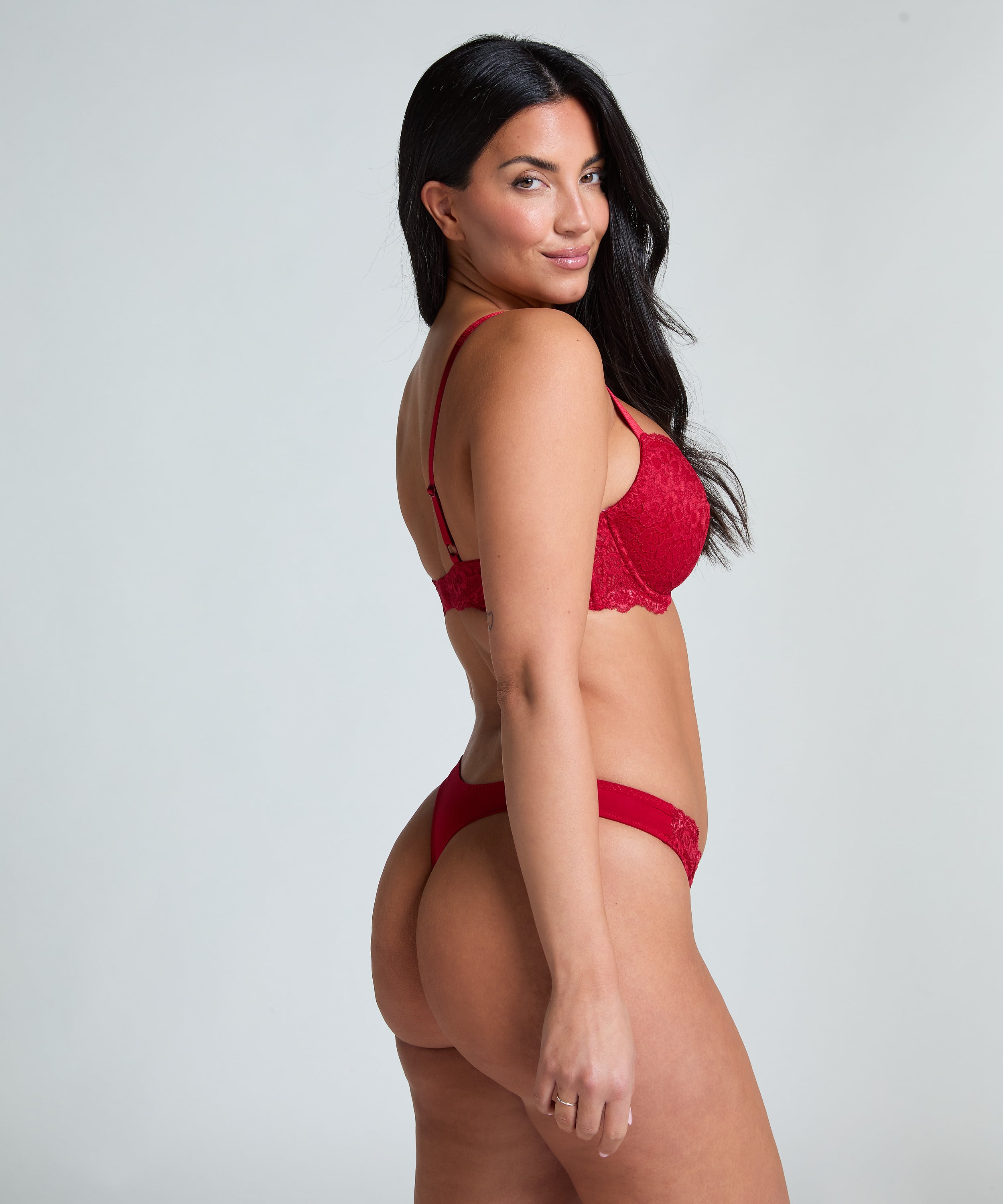 Marine Padded Underwired Bra, Red, main