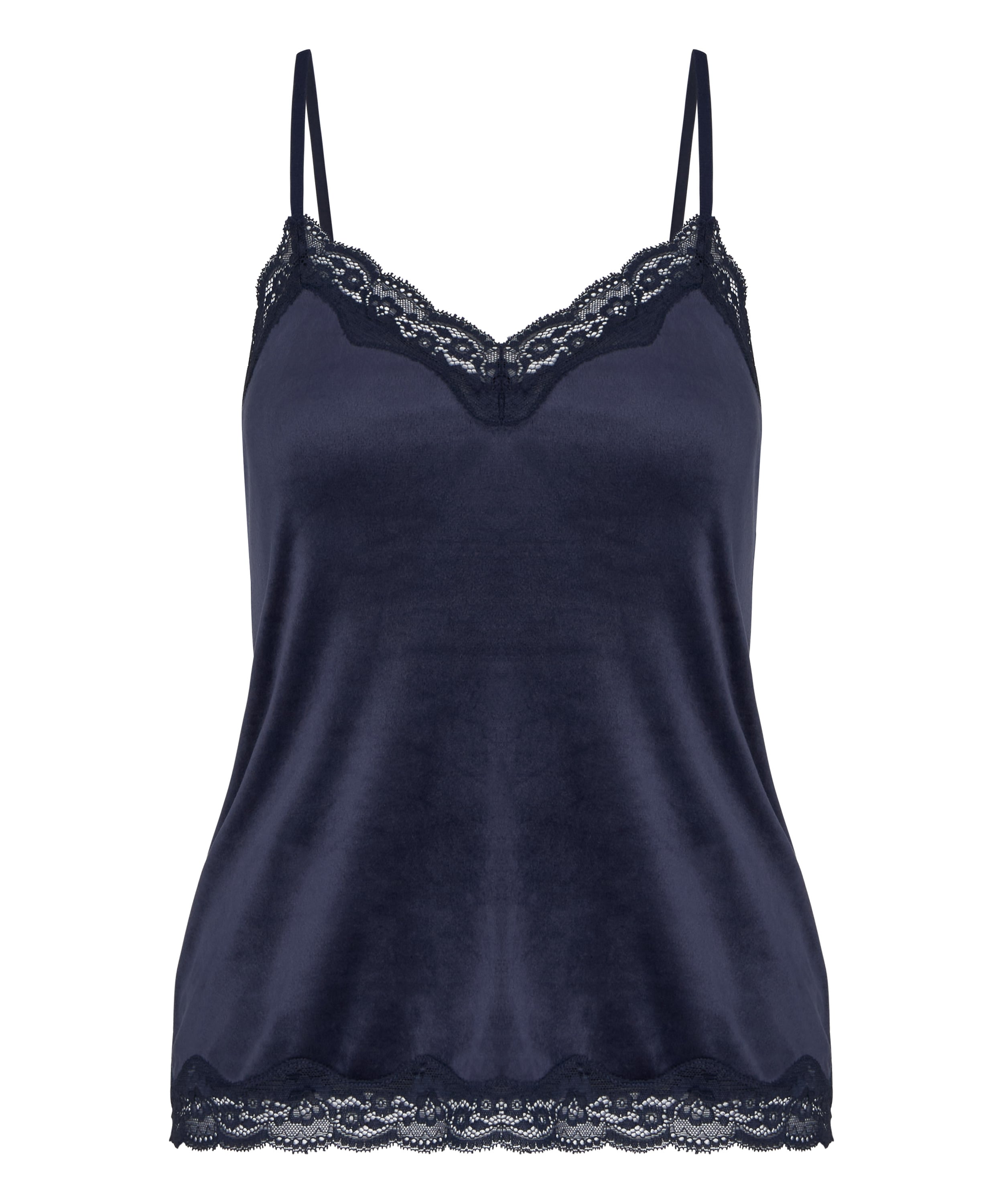 Pyjama Cami Velours Lace, Blue, main