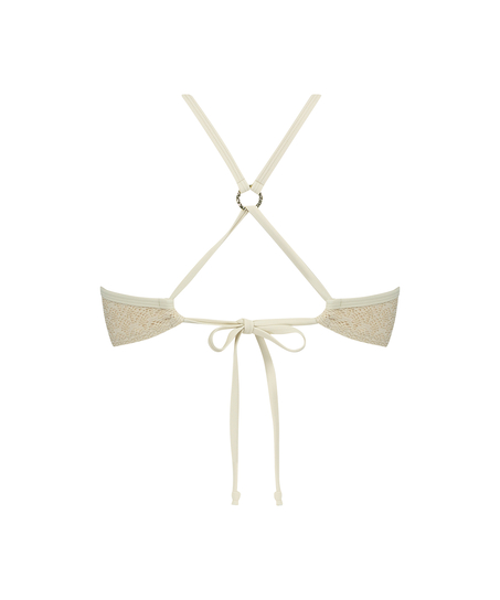 Crochet Bikini push-up Lurex Top, White