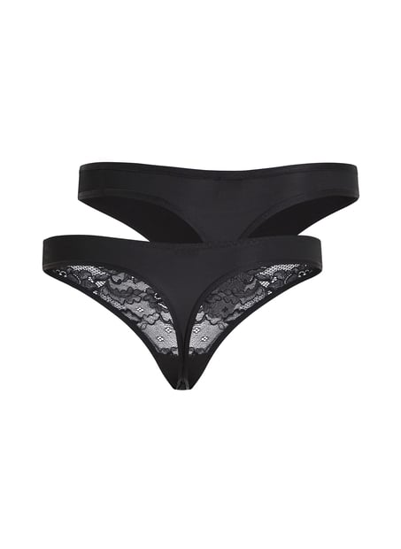 2-pack Angie Thongs, Black