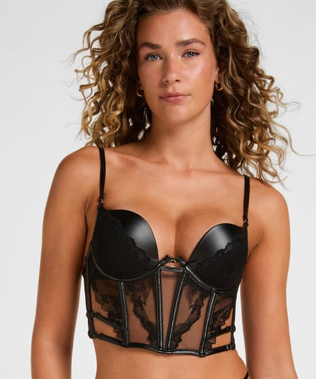 Padded Underwired Longline Bra Ilenia, Black