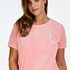 Short-sleeve velours top, Pink