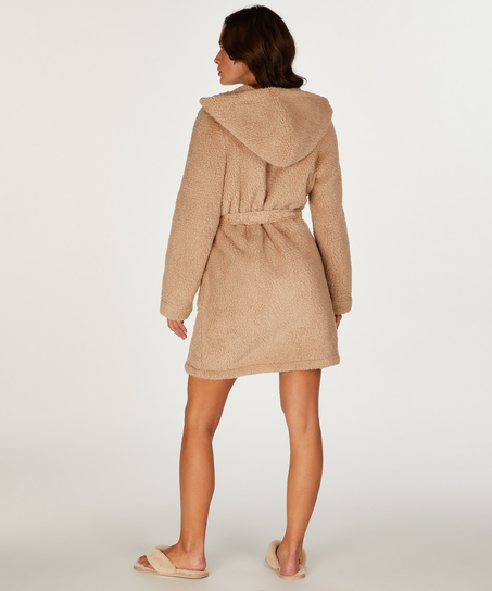 Fleece Bathrobe, Beige