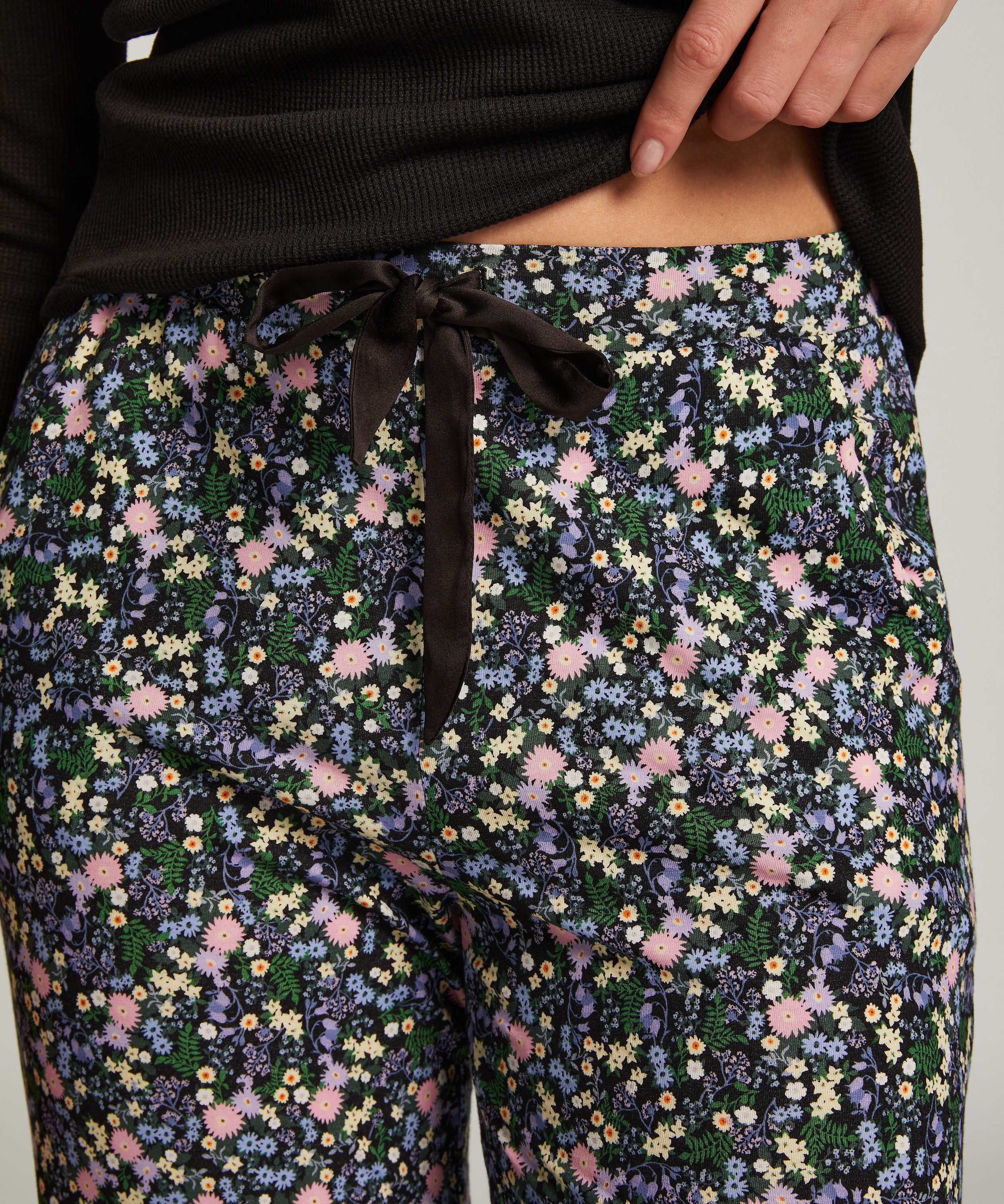 Jersey Pyjama Pants, Black, main