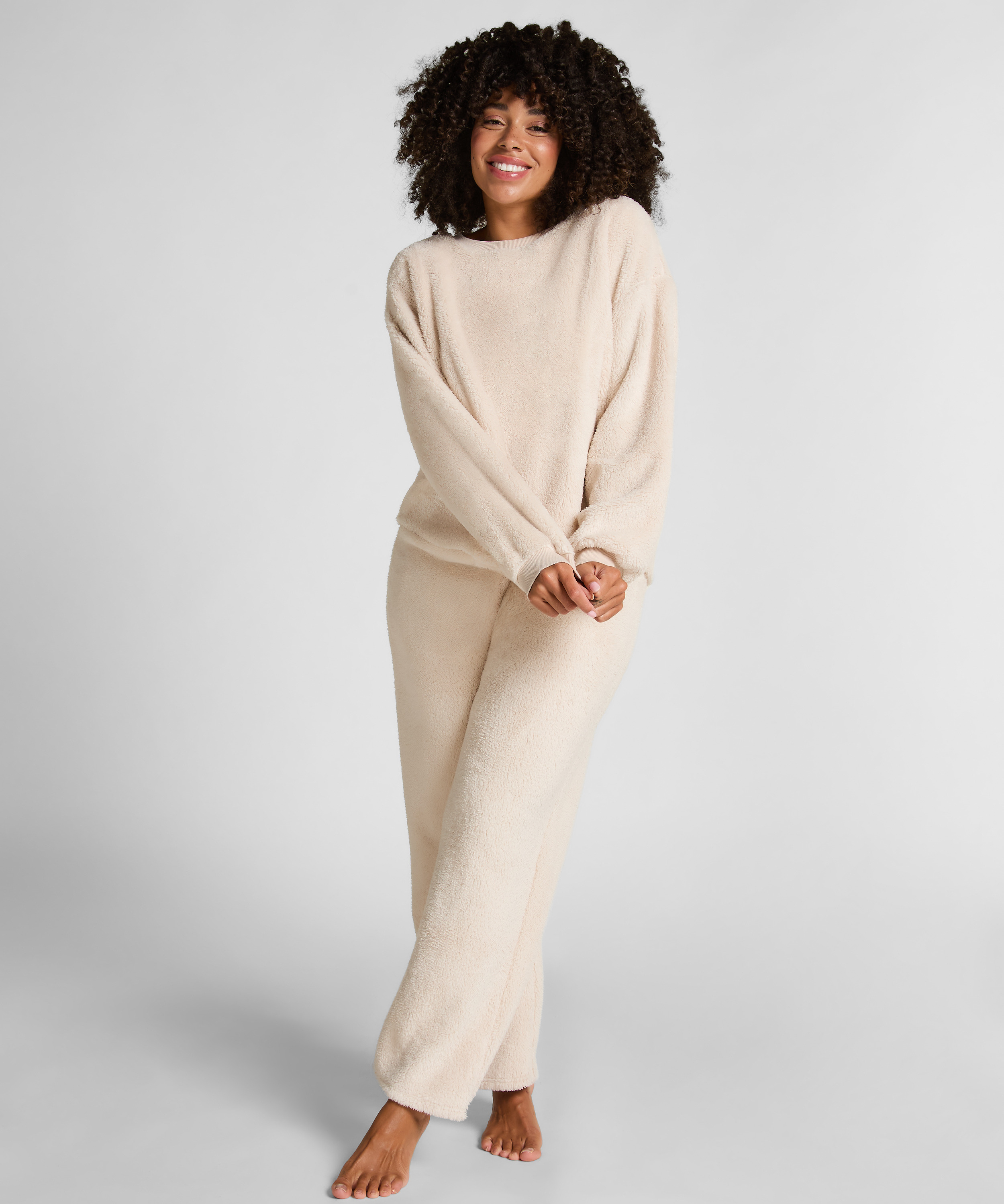 Longsleeved Top Fluffy Fleece, Beige, main