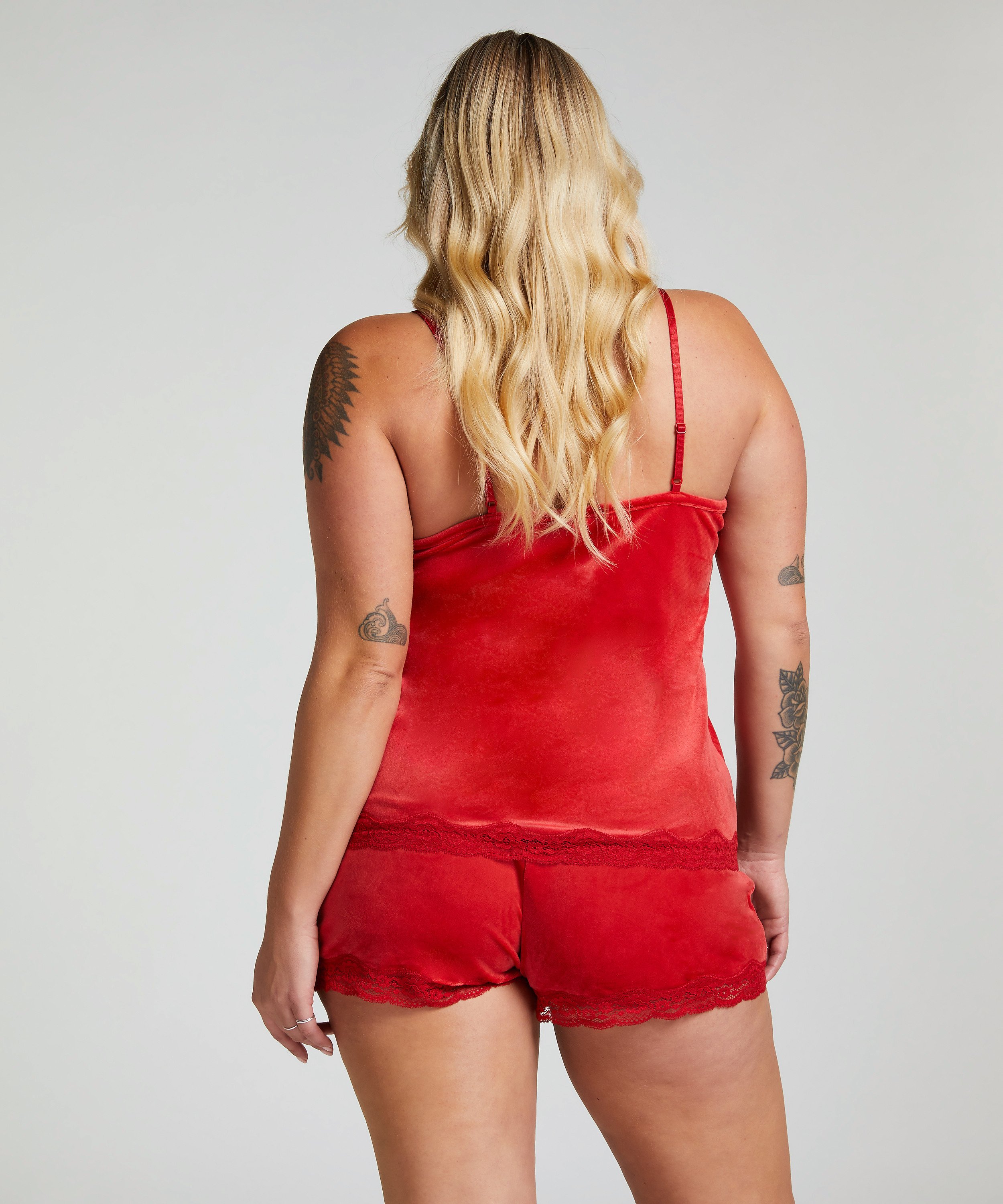 Velours Lace Cami Top, Red, main