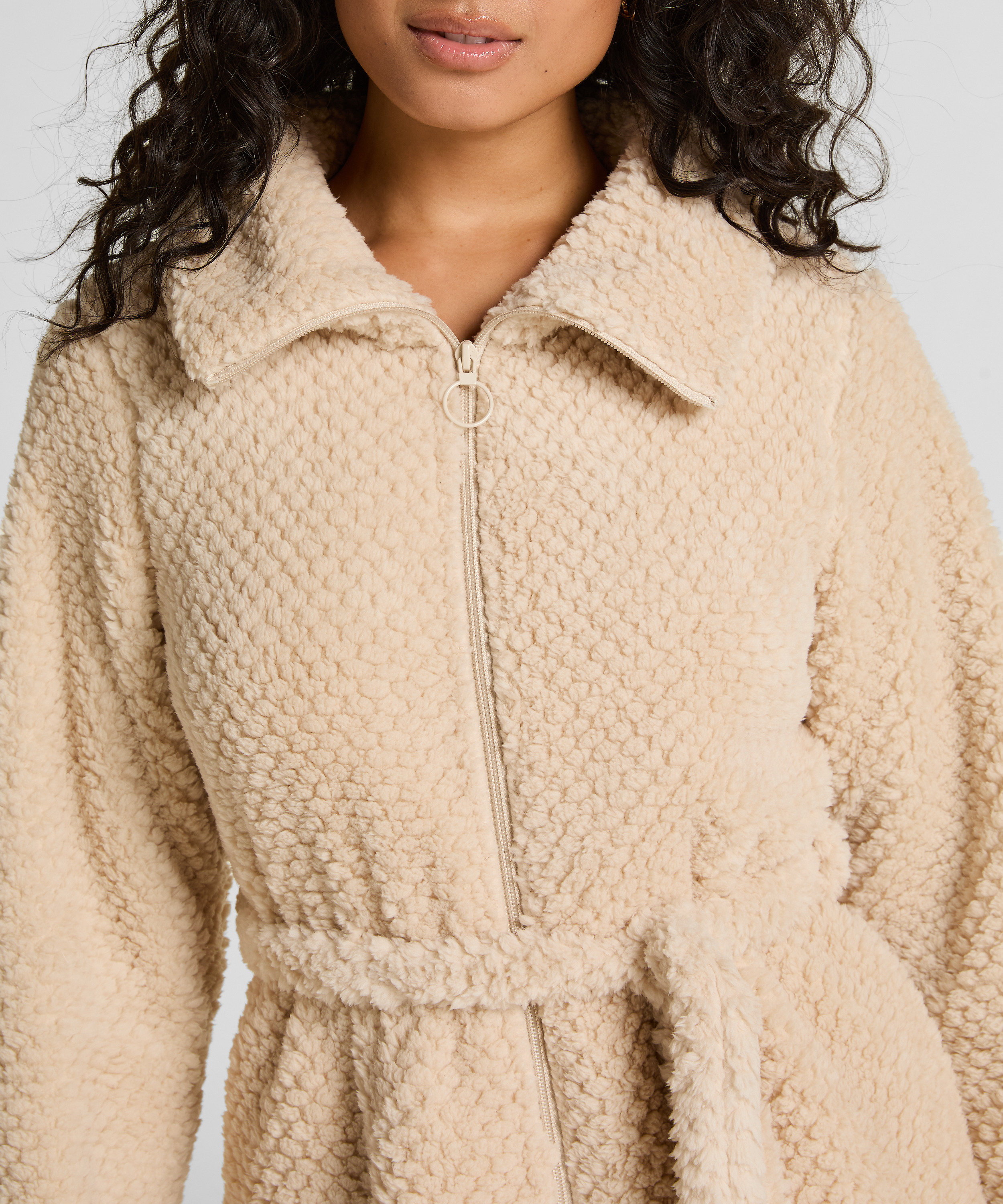 Robe Zip Up Fleece, White, main