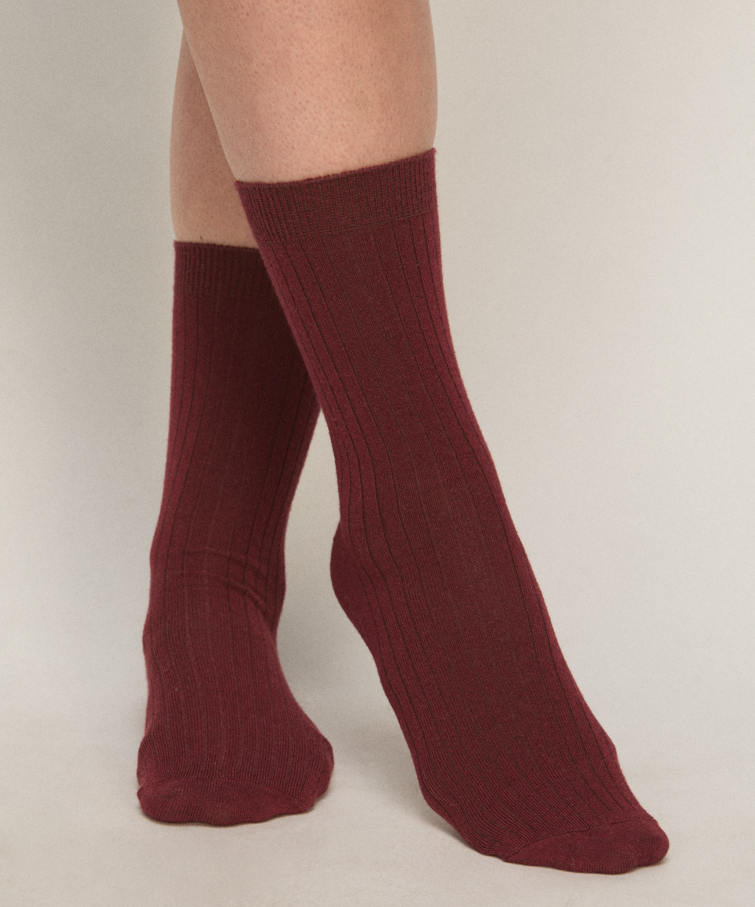 Cashmere Blend Ribbed Socks, Red, main