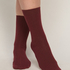 Cashmere Blend Ribbed Socks, Red