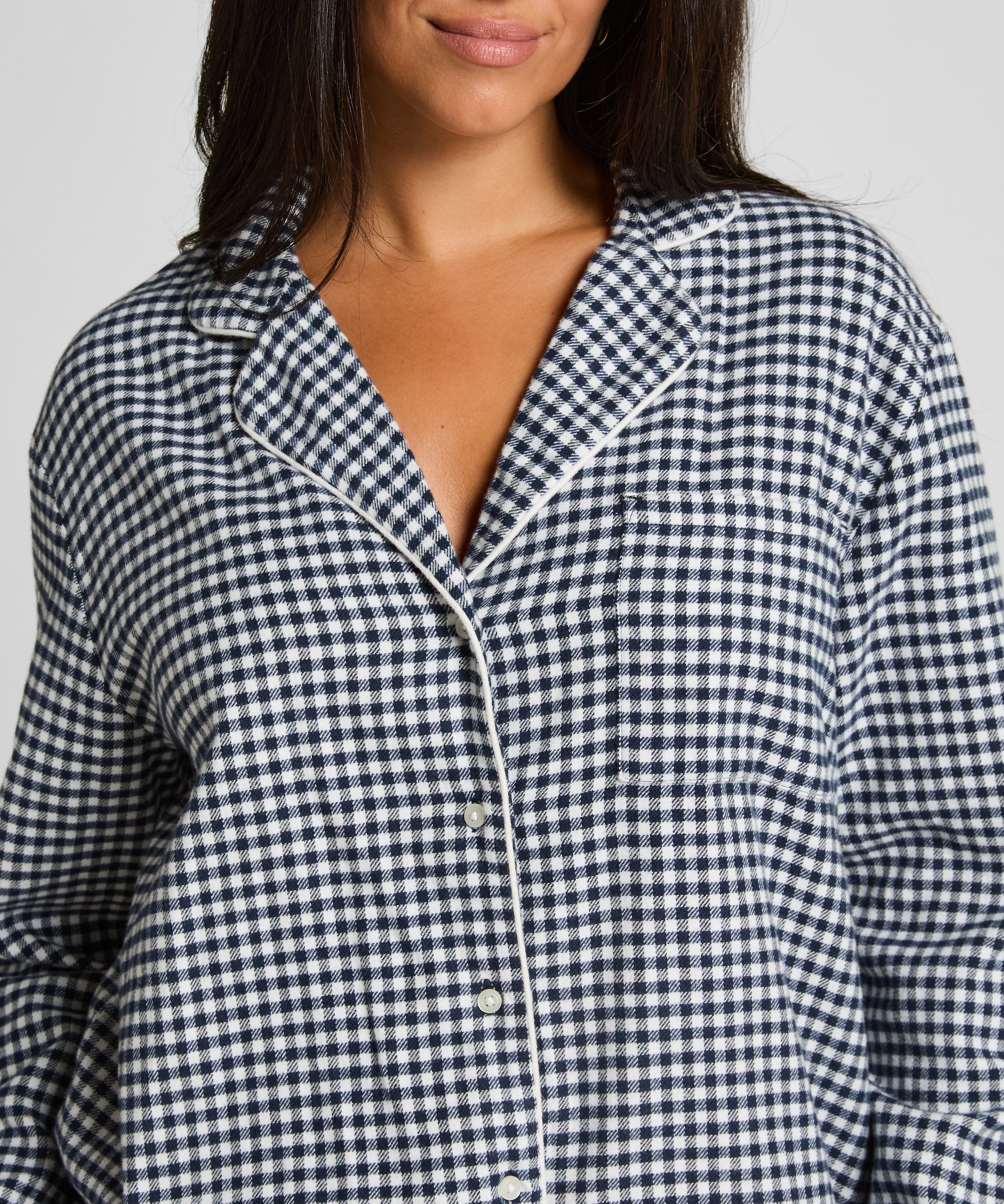 Essentials Flannel Pyjama Top, Blue, main