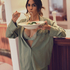 Ayla Satin Long-Sleeved Jacket, Green