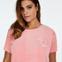 Short-sleeve velours top, Pink