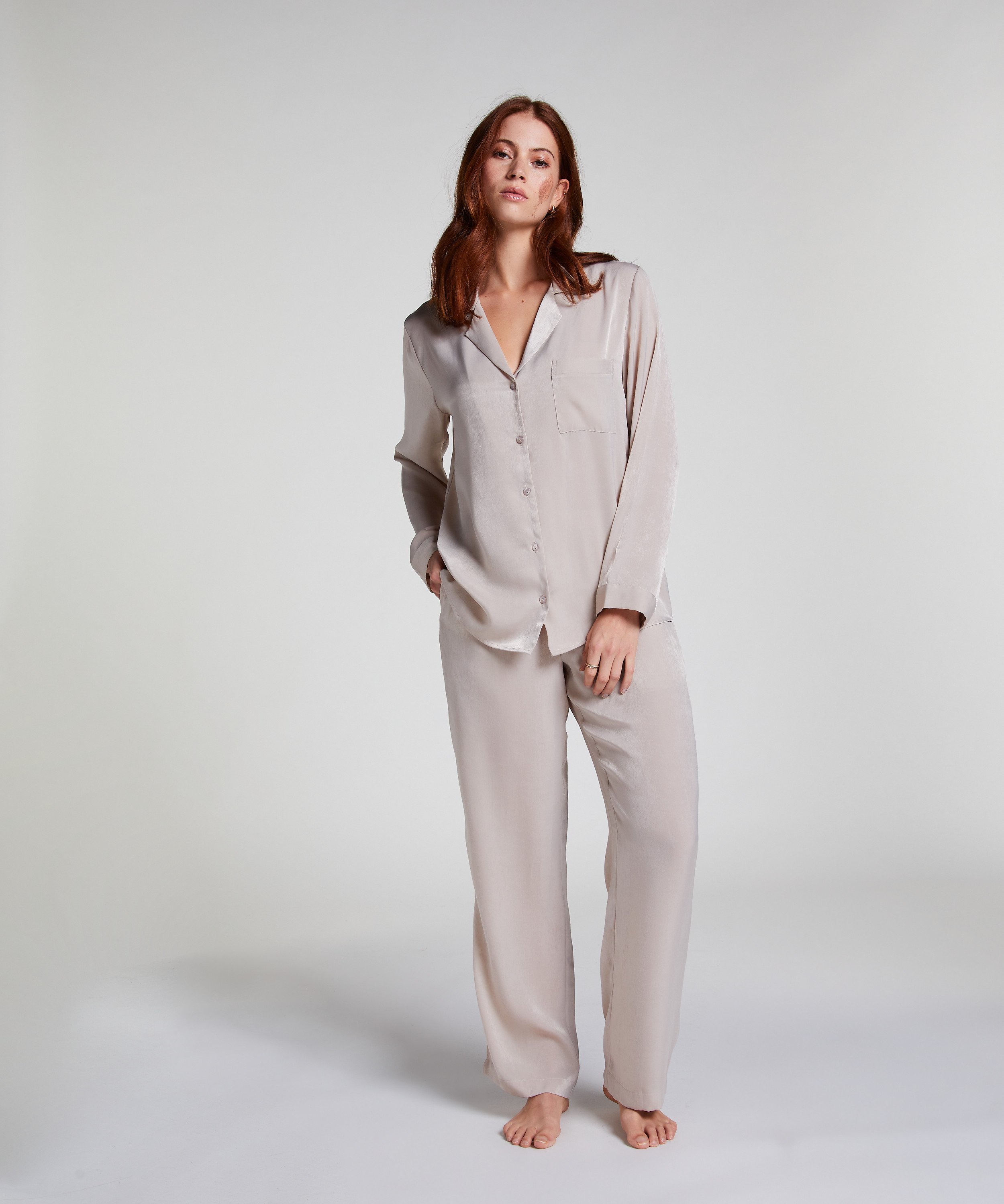 Satin Trousers, Beige, main