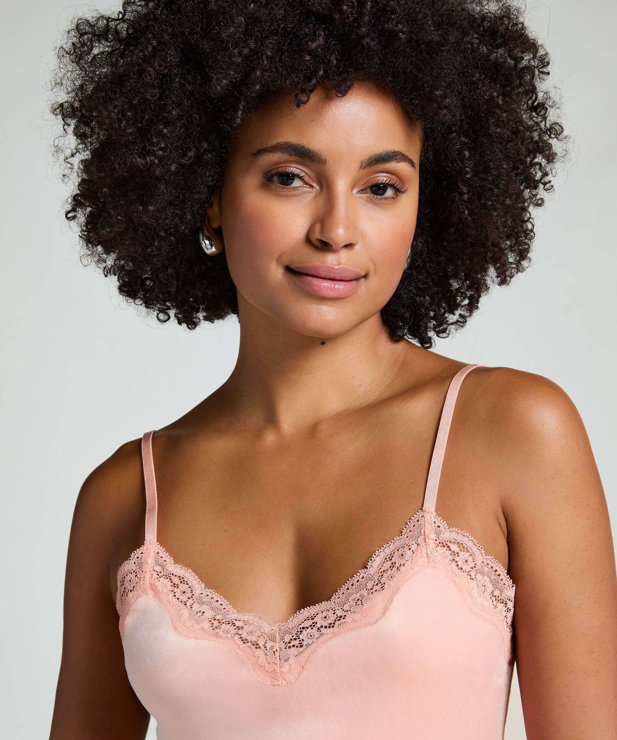 Velours Lace Cami Top, Pink, main