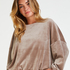 Lurex velours top, Brown