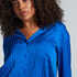 Satin Long-Sleeved Jacket, Blue