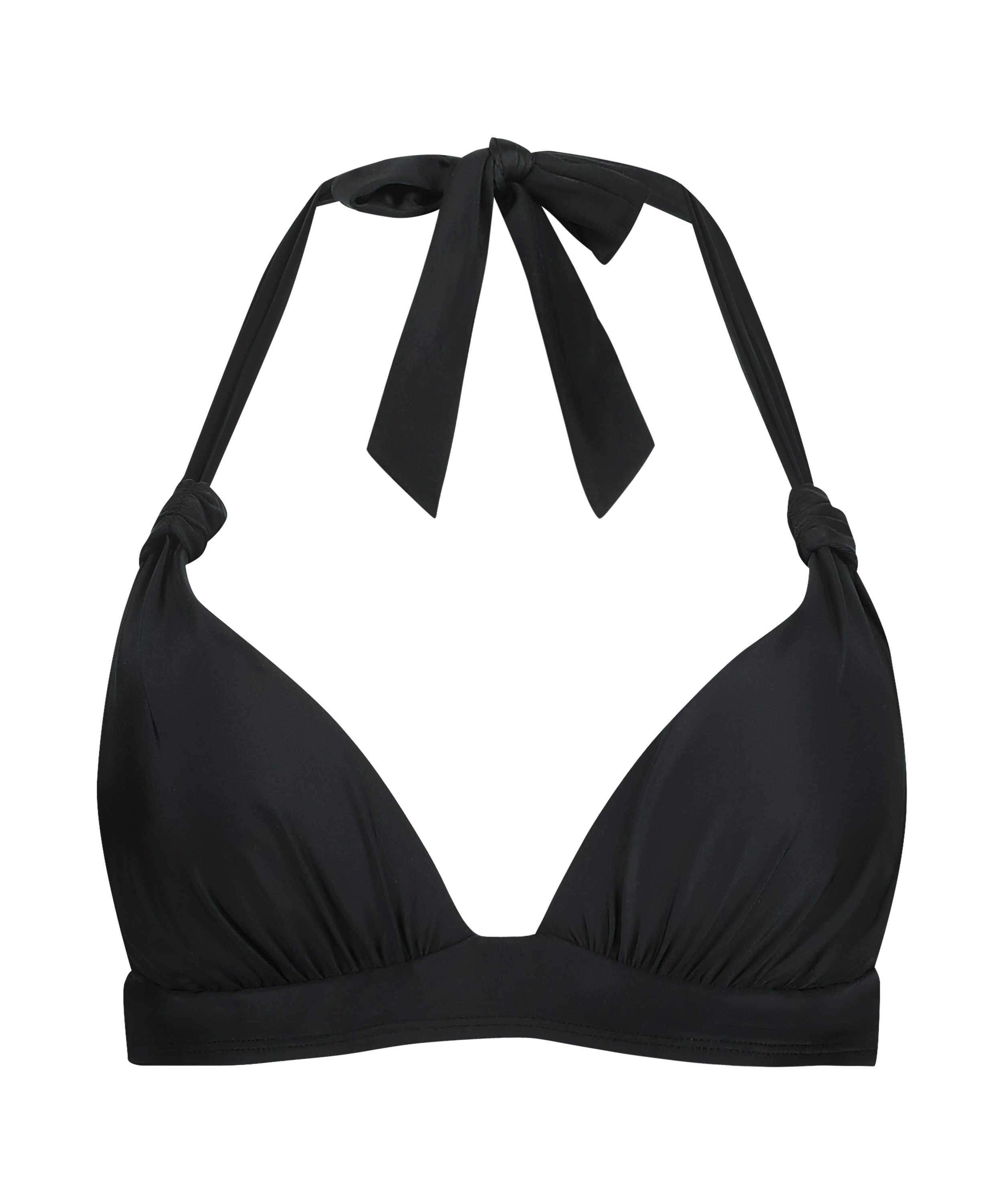 Luxe Triangle Bikini Top, Black, main