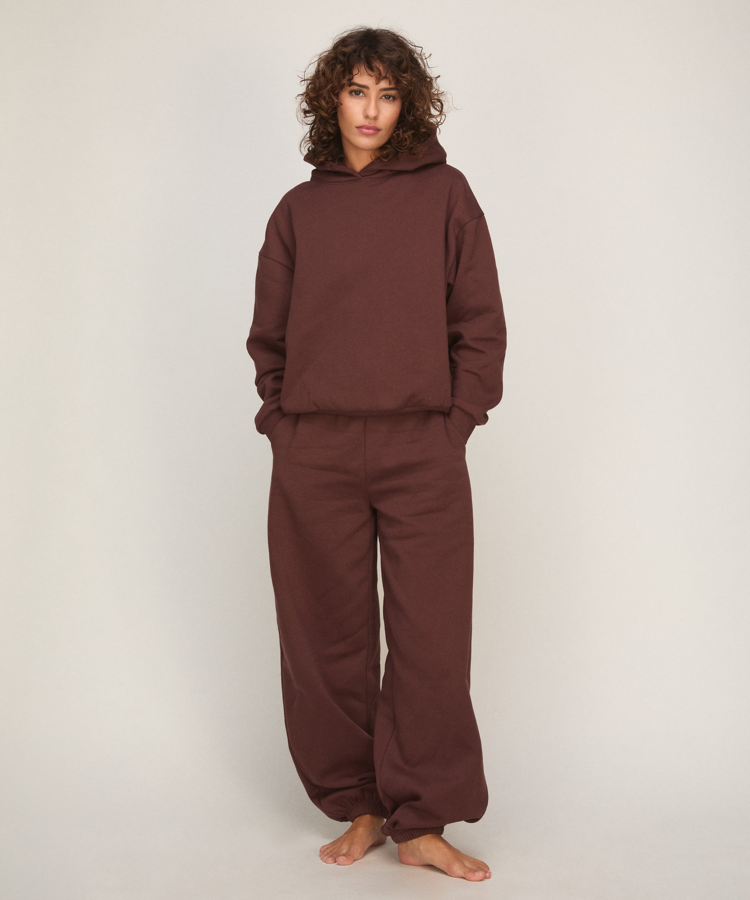 Jogger brushed sweat, Brown, main