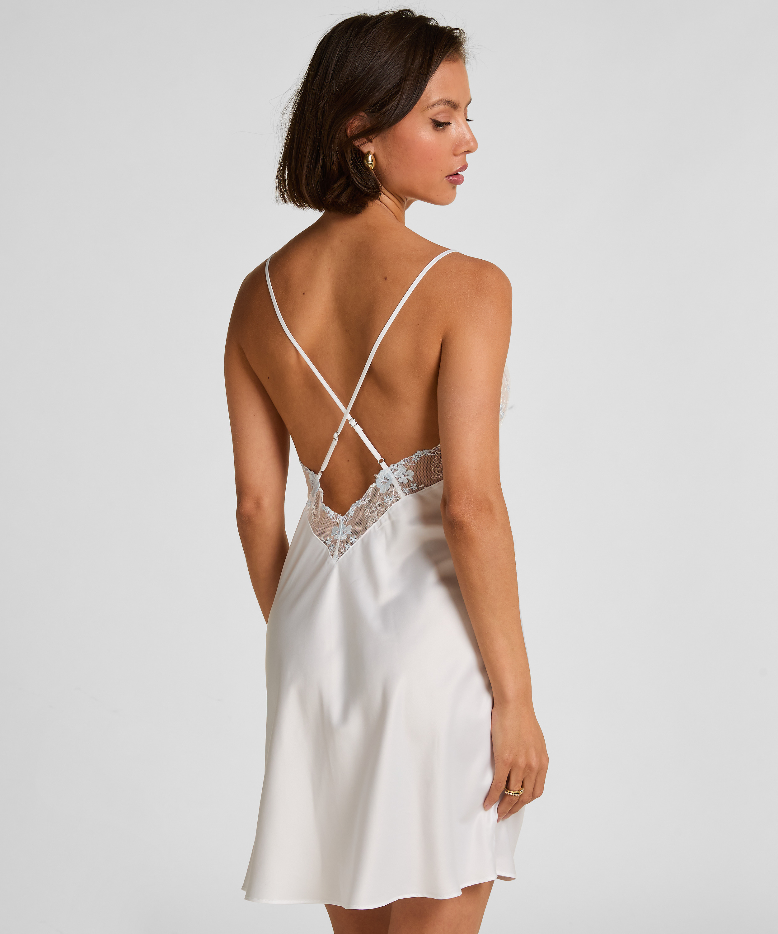 Peonie Slipdress Satin, White, main