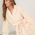 Bathrobe Jacqueared Fleece, White
