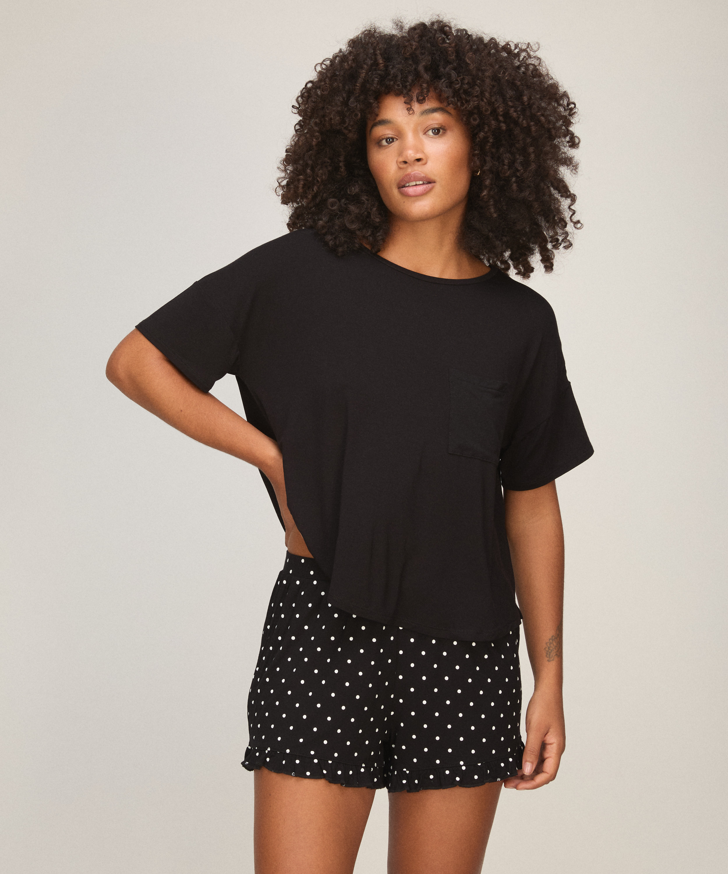 Short Pyjama Set, Black, main