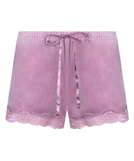 Velvet lace shorts, Purple