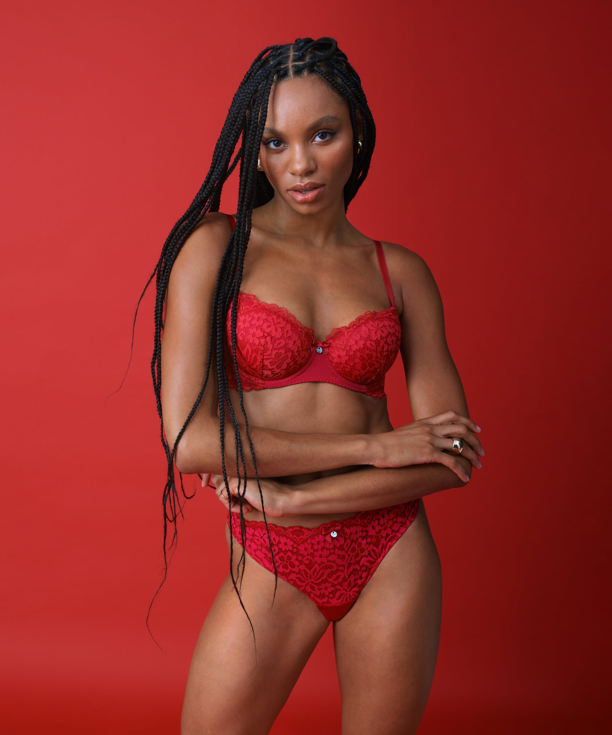 Rose Padded Underwired Bra, Red, main