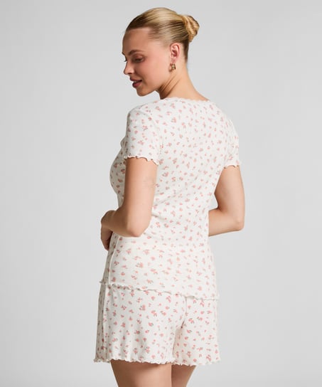 Ribbed Pyjama Shorts, White
