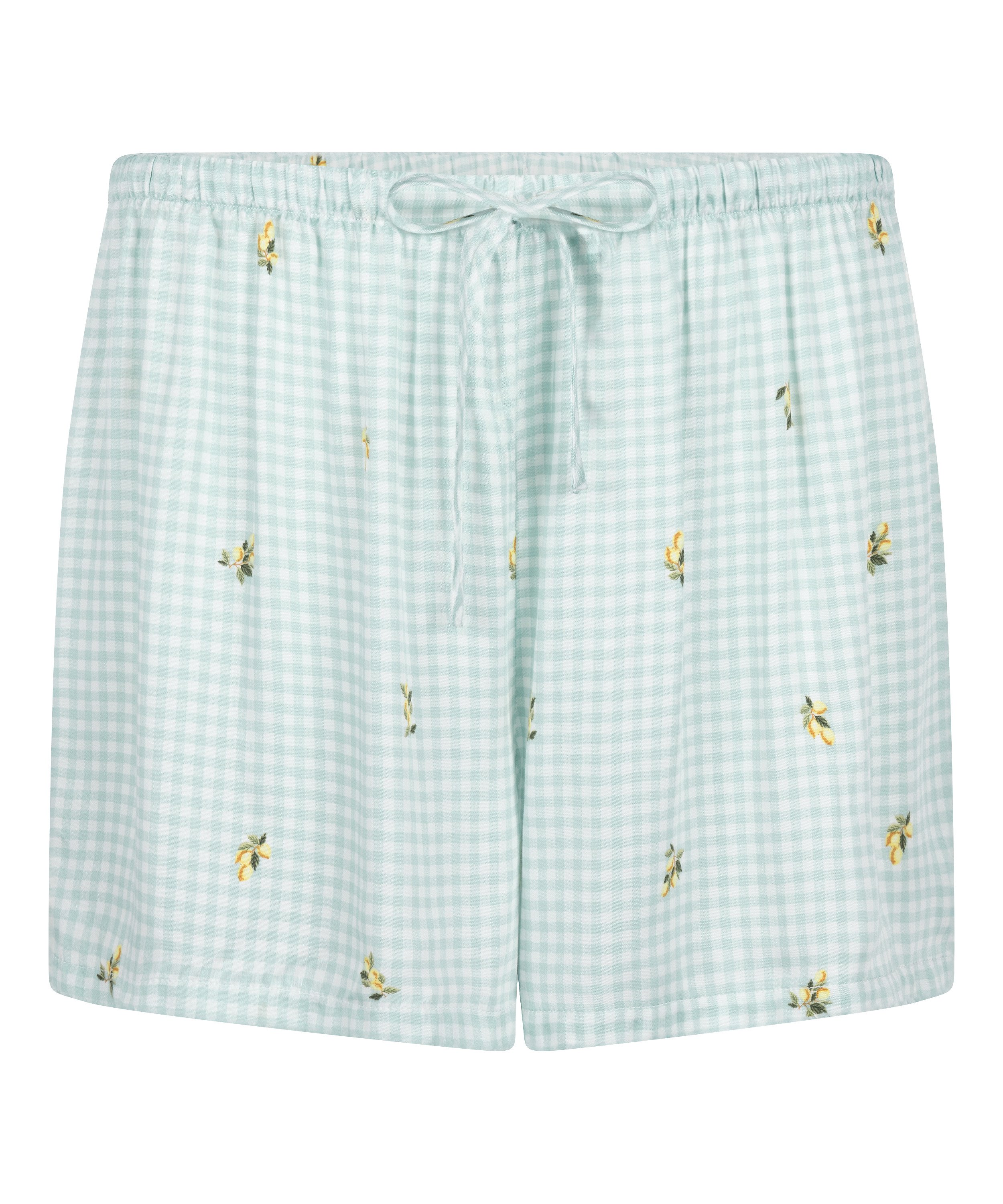 Short Viscose Check Print, Green, main