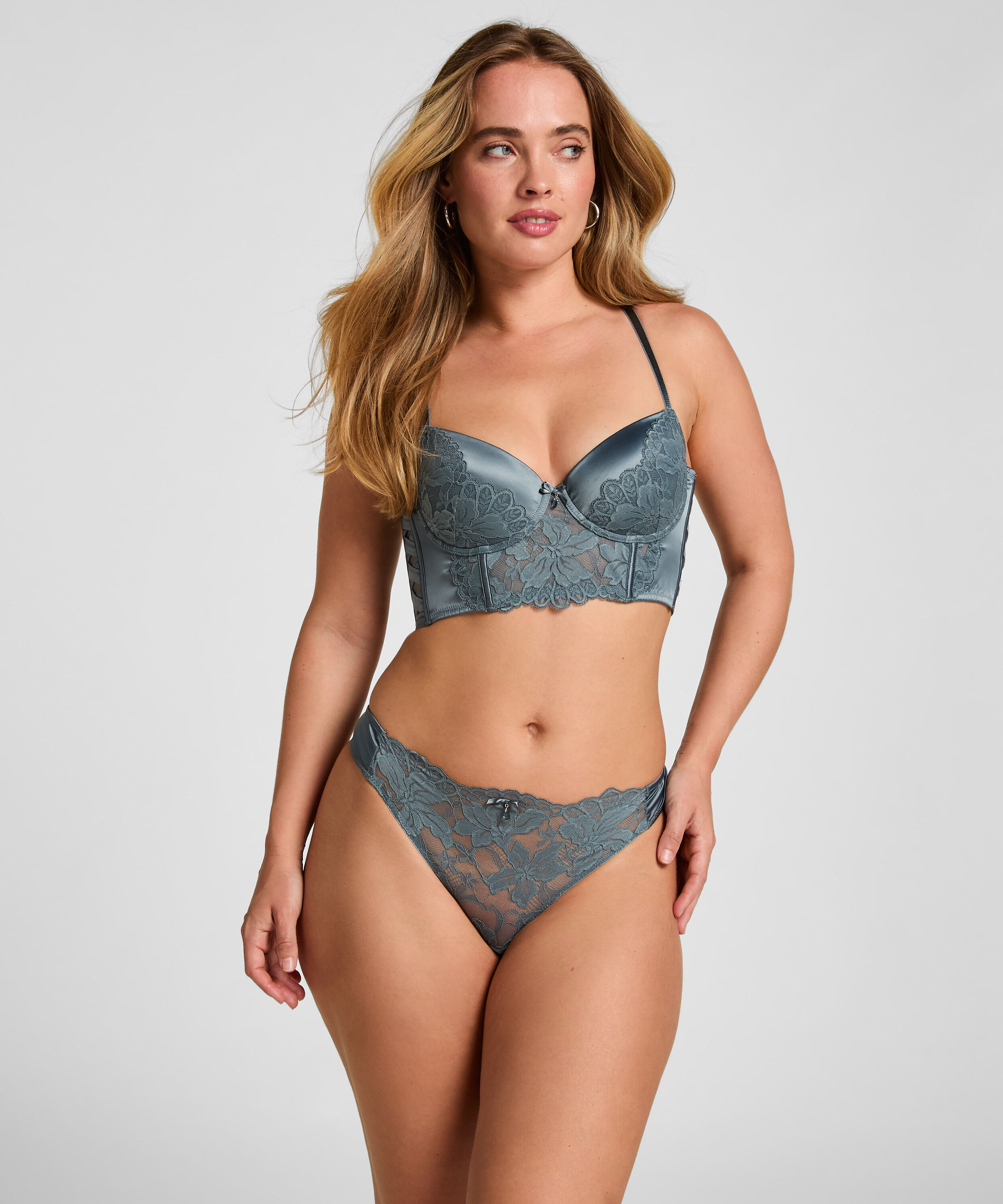 Padded Underwired Longline Bra Viktoria, Blue