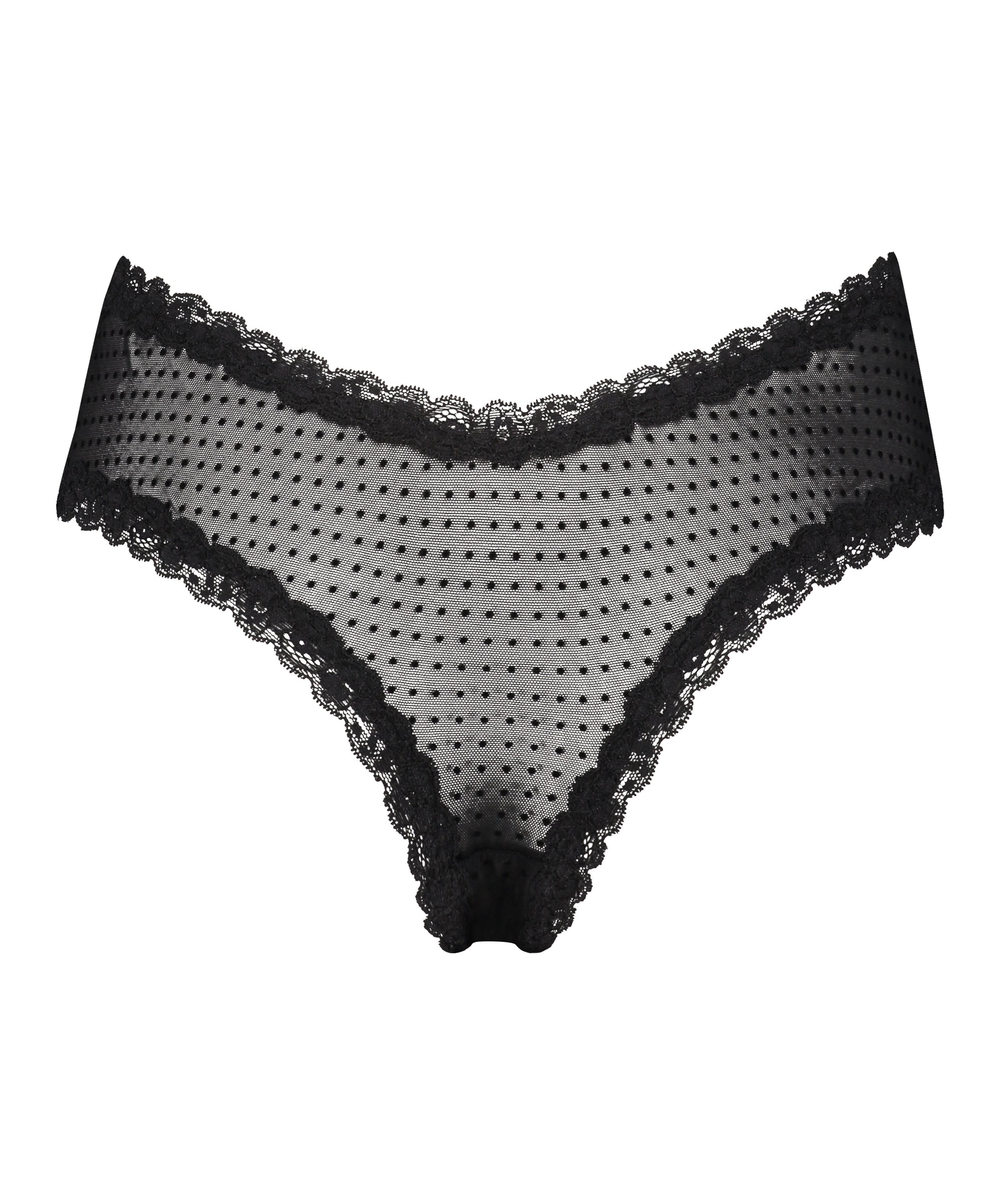 V-shaped Brazilian knickers mesh, Black, main