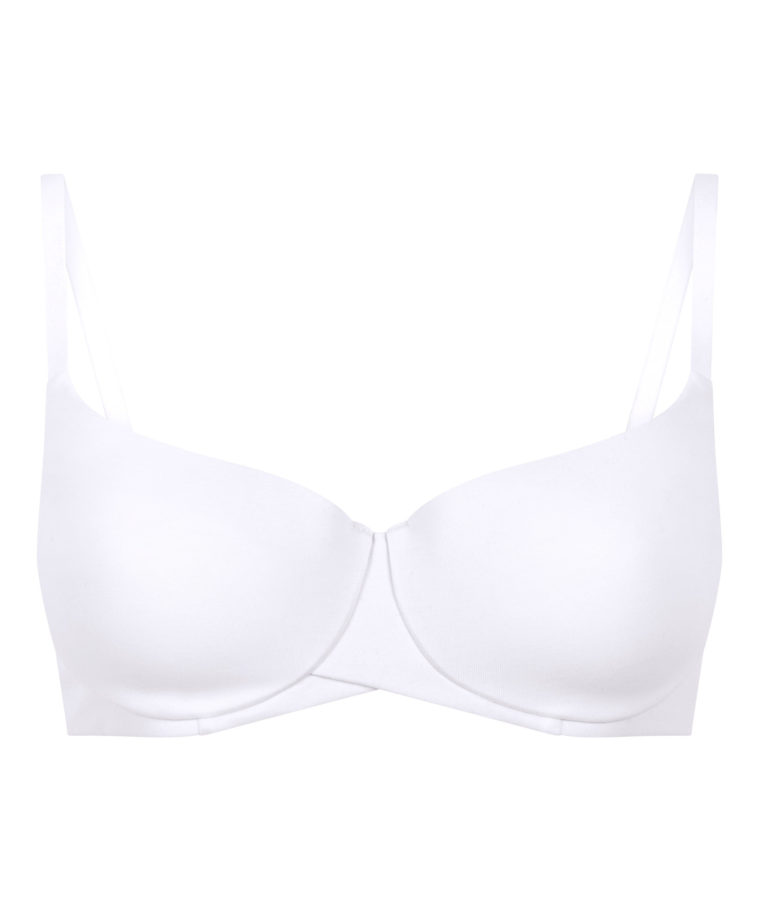 Cotton Padded Underwired Bra, White, main