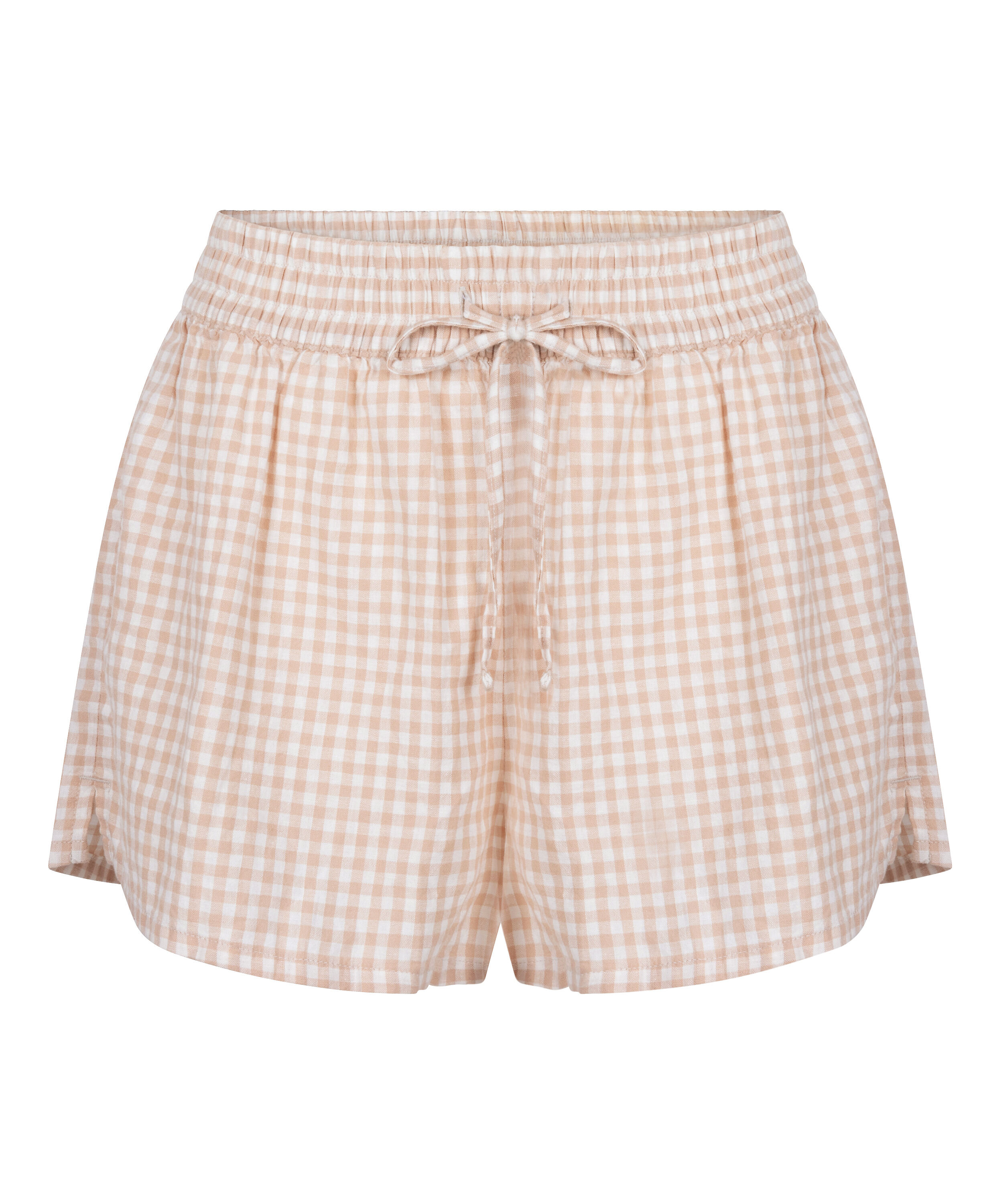 Short Linen Check, White