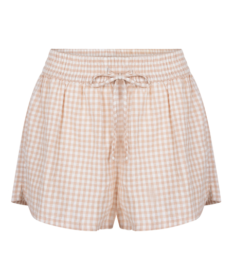 Short Linen Check, White