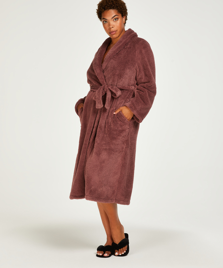 Long Fleece Bathrobe, Purple