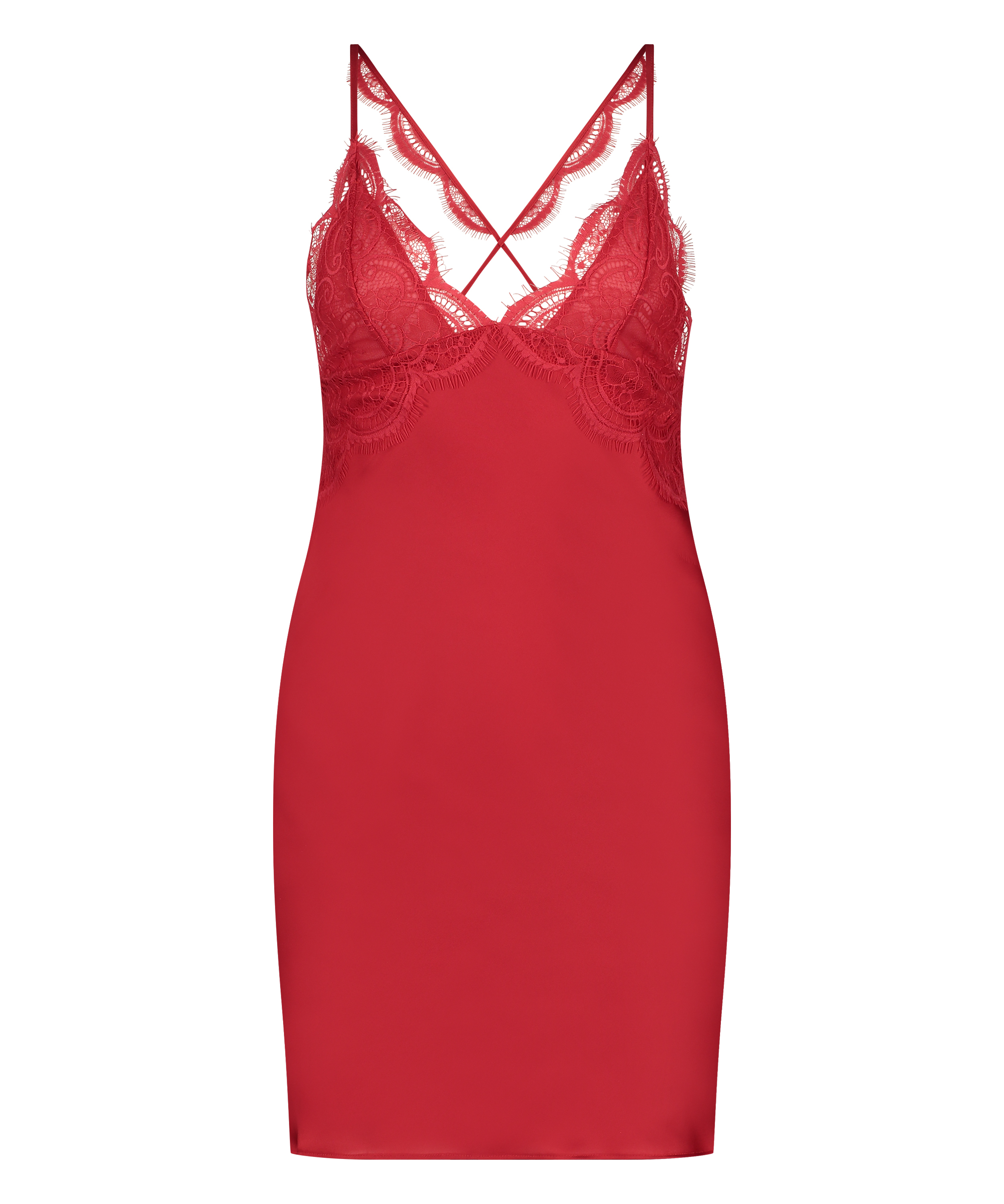 Satin Slip Dress, Red, main
