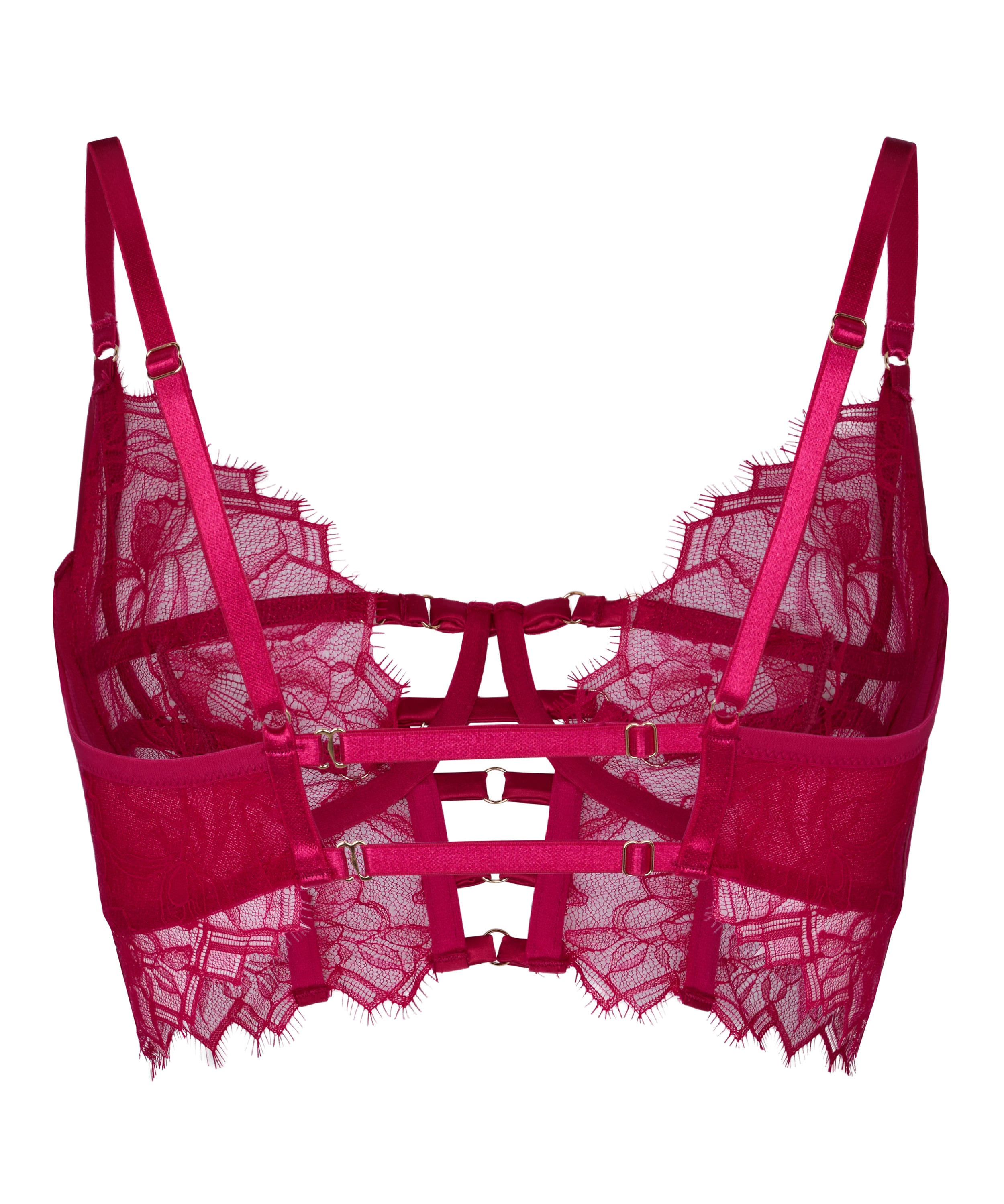 Non-Padded Underwired Longline Bra Bea, Red, main