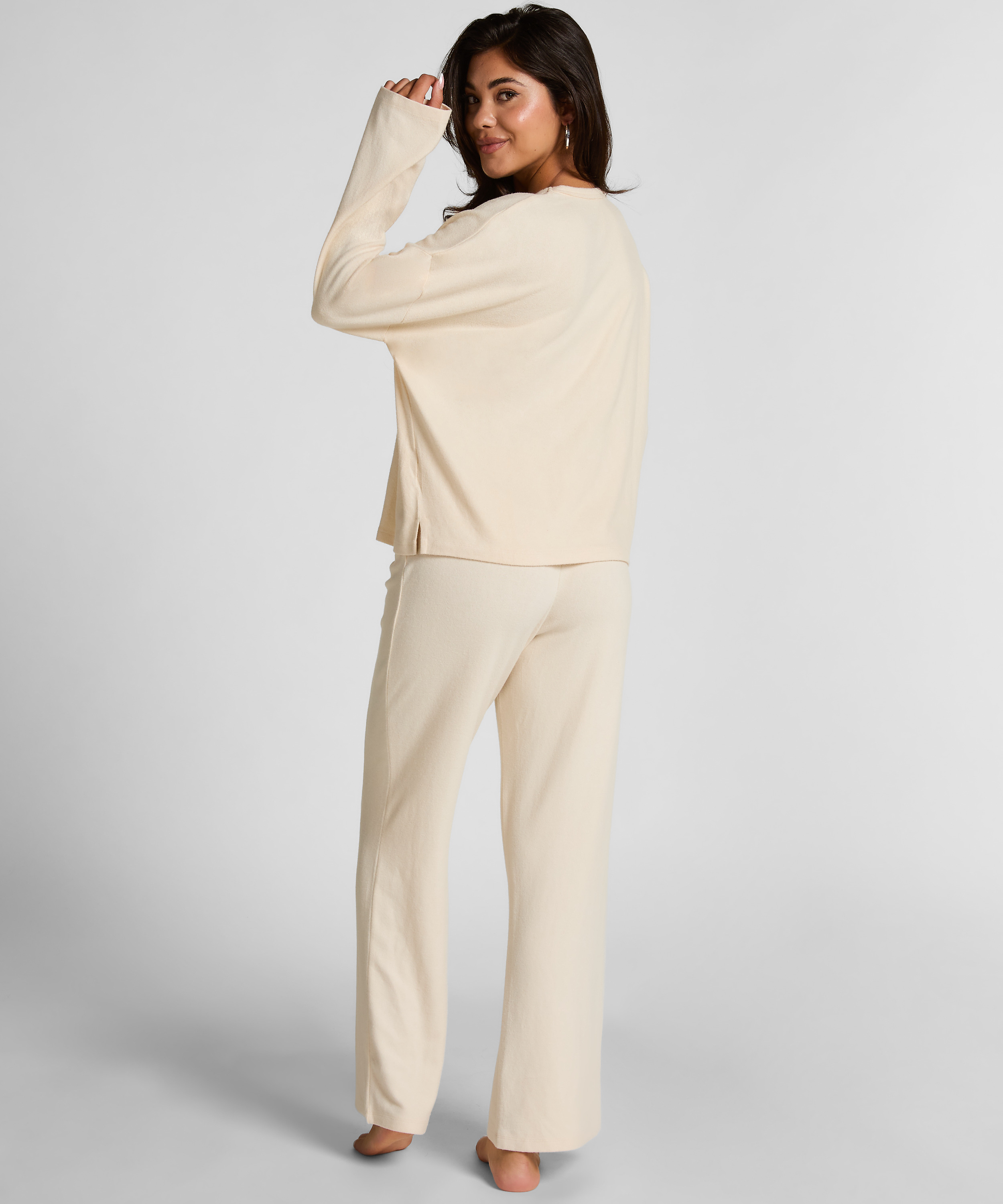 Jersey Long-Sleeved Pyjama Top, White, main
