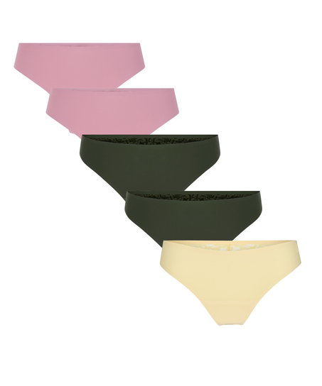 5-pack Invisible Thong, Pink