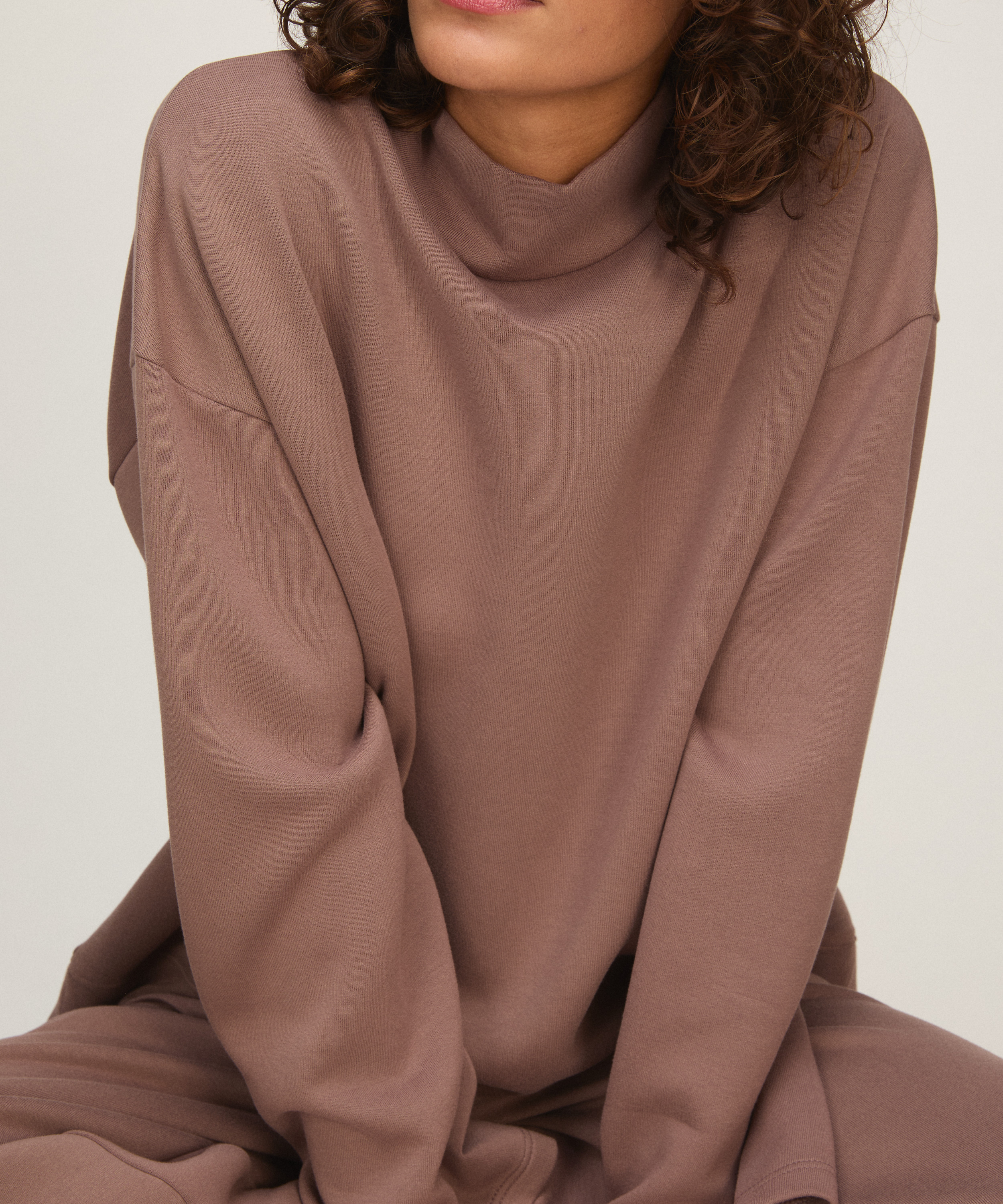Top viscose mock neck, Brown, main
