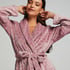 Short Fleece Ribbed Bathrobe, Purple