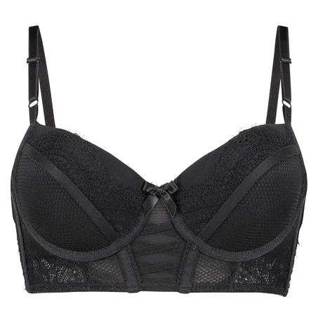 Valentina Padded Longline Underwired Bra, Black