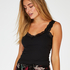 Rib lace cami top, Black