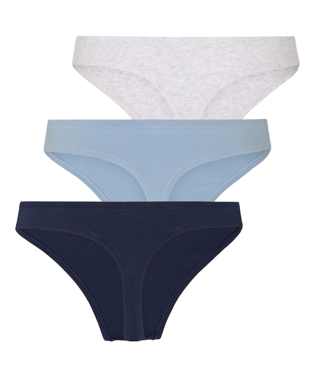 Multipack Cotton Thong, Blue
