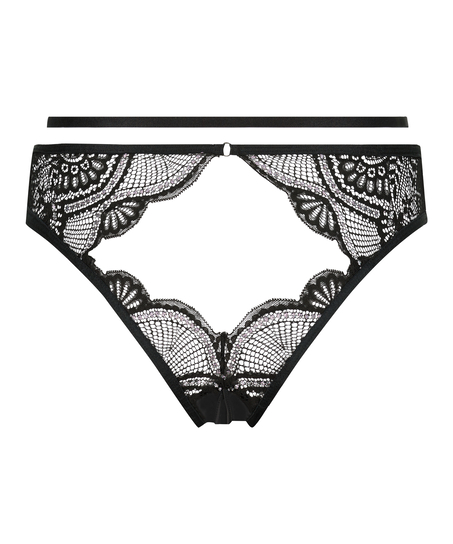 Lyra Open Crotch Brazilian, Black