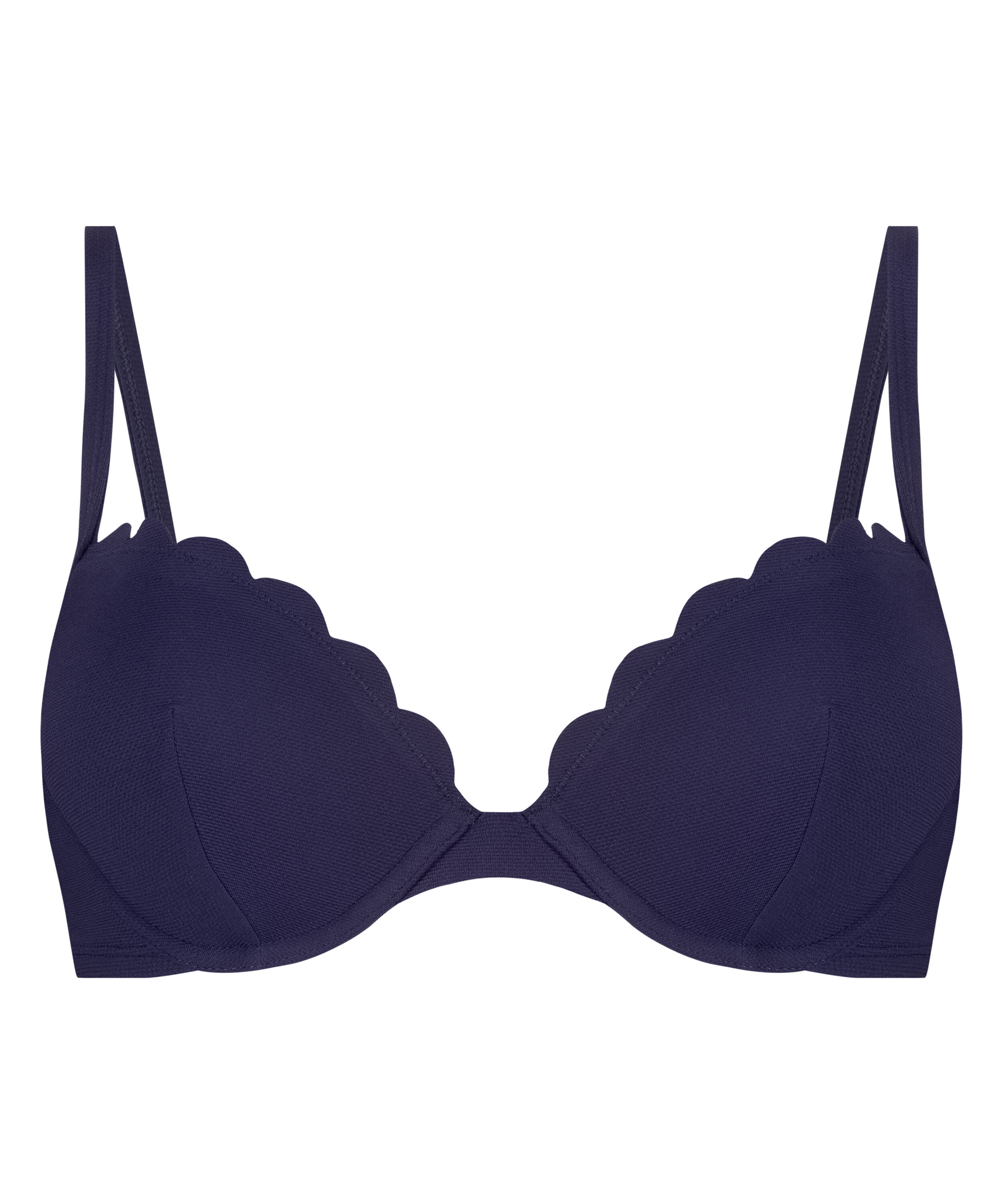 Scallop padded underwired bikini-top, Blue