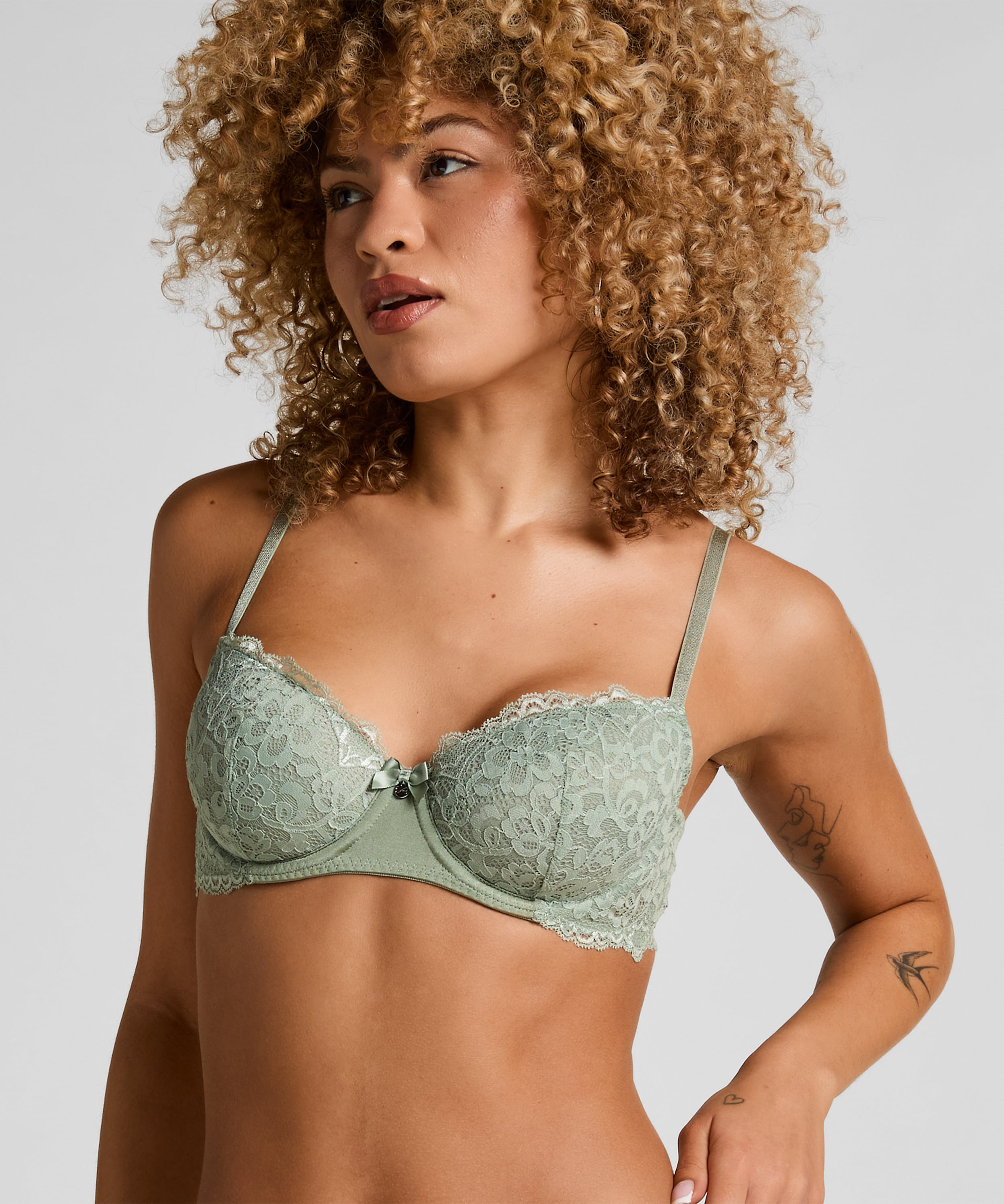 Marine Padded Underwired Bra, Green, main